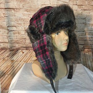 TRAPPER HAT  FAUX FUR SIZE 59 cm BURGUNDY